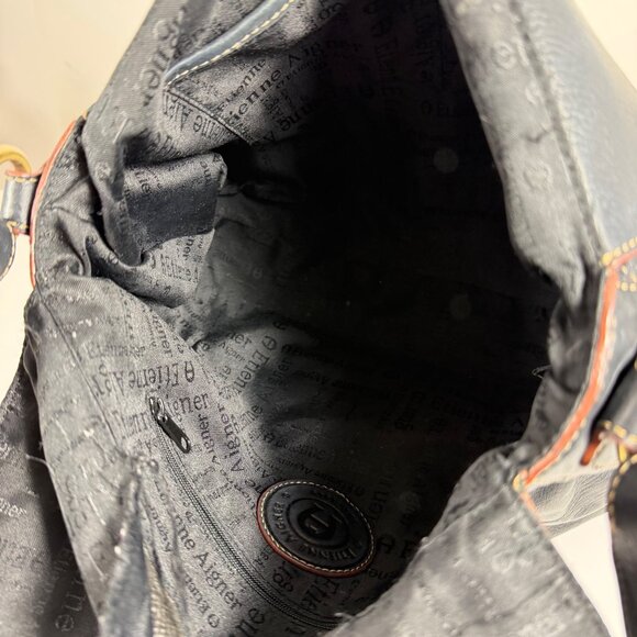 VTG ETIENNE AIGNER Black Leather Double Flap Fold Top Buckle Straps Shoulder Bag - Picture 12 of 15